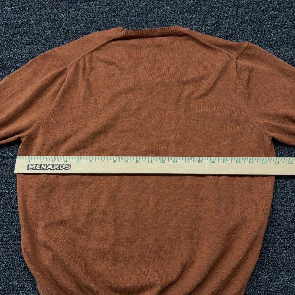 Jos A Bank Signature Collection Mens Rust Brown Pima Cotton V-Neck Sweater M